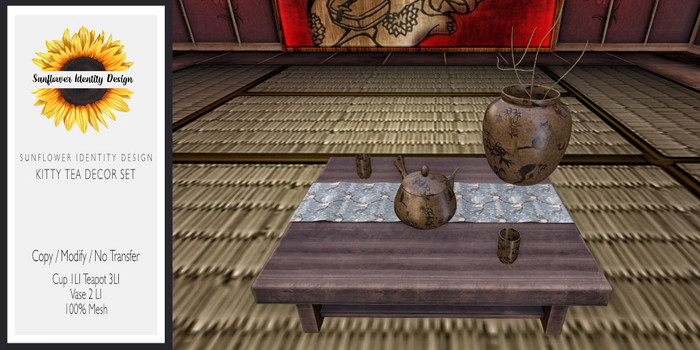 Sunflower ID Kitty Tea Decor Set (Add Me)