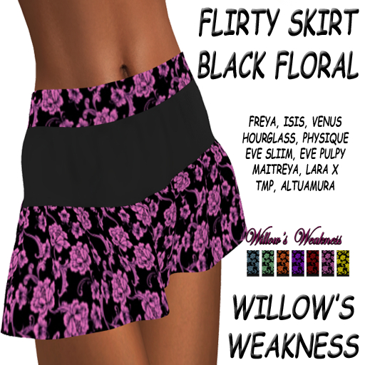 FLIRTY SKIRT BLACK FLORAL BOX