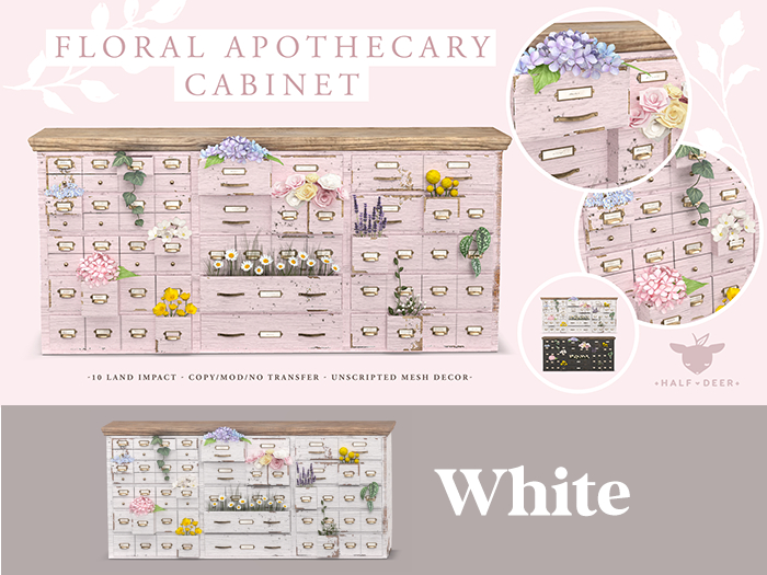 +Half-Deer+ Floral Apothecary Cabinet (White)