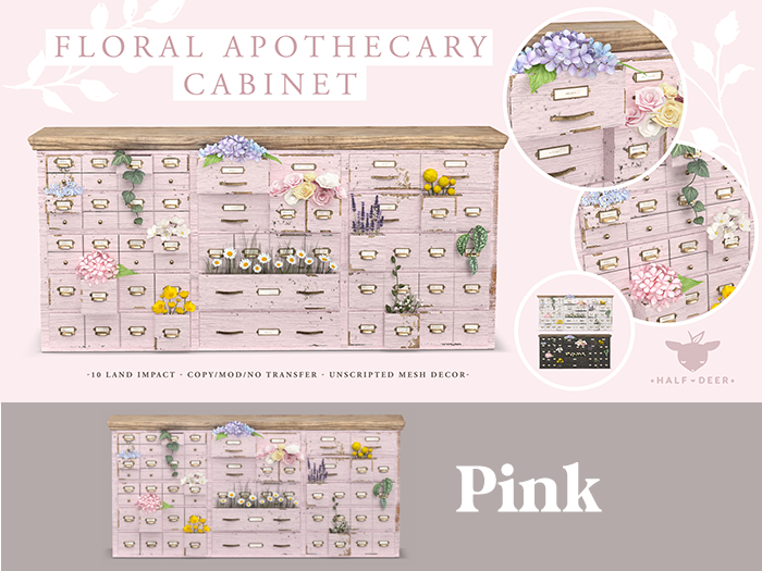 +Half-Deer+ Floral Apothecary Cabinet (Pink)