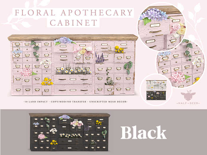+Half-Deer+ Floral Apothecary Cabinet (Black)