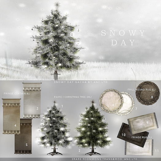 8){anc} snowy day / frill round rug 6Li (brown)