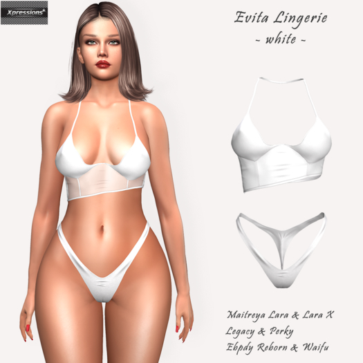 [Xprs] - Evita Lingerie White (Waifu & LaraX included)