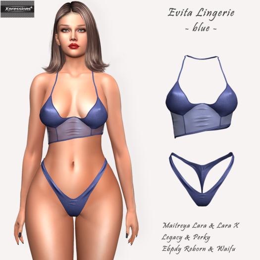 [Xprs] - Evita Lingerie Blue (Waifu & LaraX included)