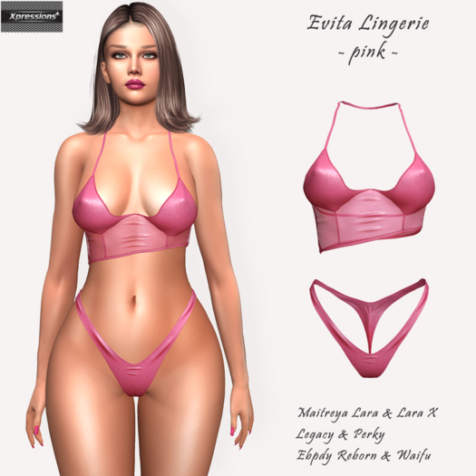 [Xprs] - Evita Lingerie Pink (Waifu & LaraX included)