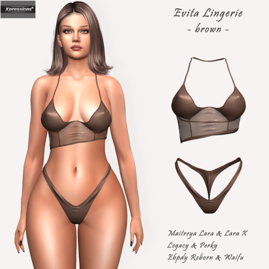 [Xprs] - Evita Lingerie Brown (Waifu & LaraX included)