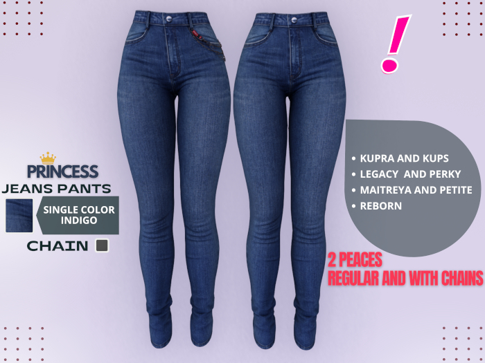 [DressUp!] - Princess Jeans Pants - Single Color (indigo)