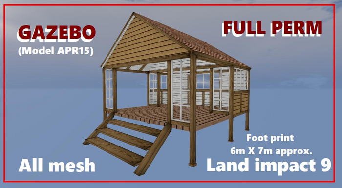 GAZEBO / SUMMER HOUSE  (Model APR15)   9Li (Boxed)