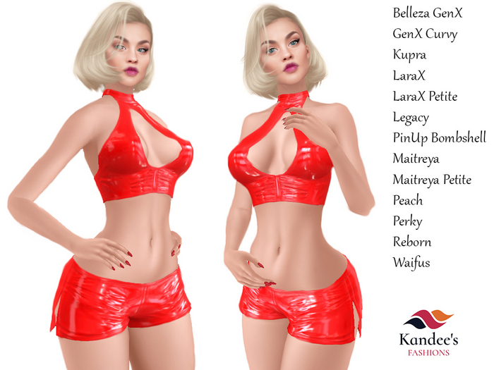 Red Latex Top & Shorts Outfit