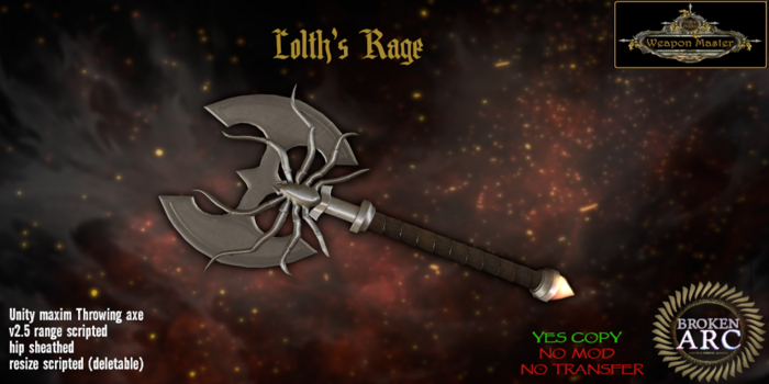 Lolth's Rage - Unity Maxim Throwing Axe (UM v2.5 boxed)
