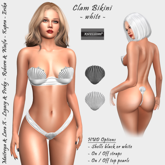 [Xprs] - Clam Bikini White (LaraX included)