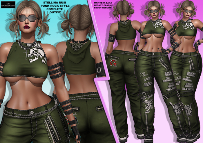 **STELLINA RUSI GREEN PUNK ROCK STYLE COMPLETE OUTFIT**