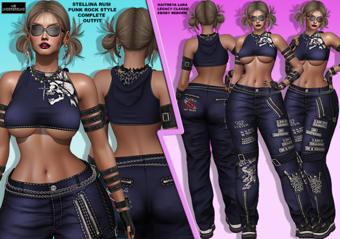 **STELLINA RUSI BLUE PUNK ROCK STYLE COMPLETE OUTFIT**