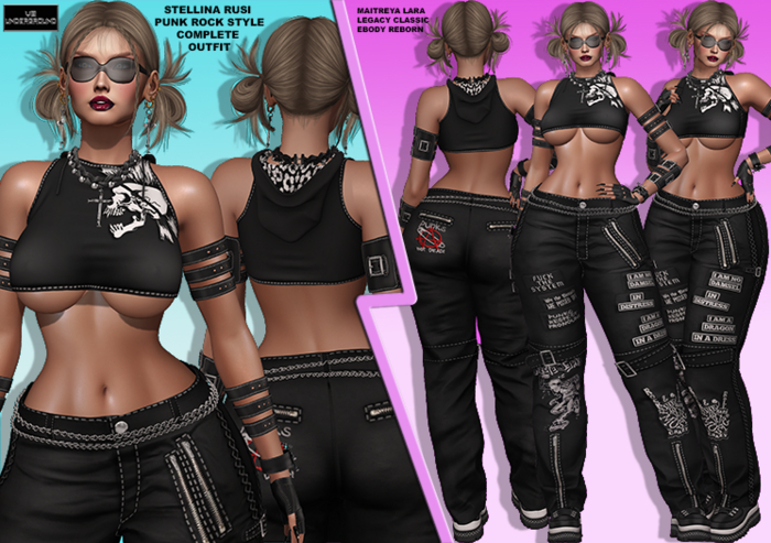 **STELLINA RUSI BLACK PUNK ROCK STYLE COMPLETE OUTFIT**