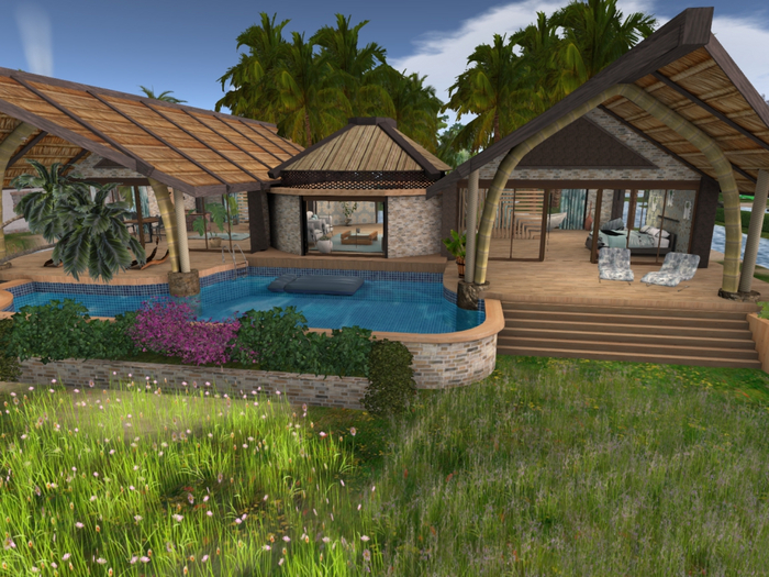 Romantische Insel am Meer mit gepflegtem Garten