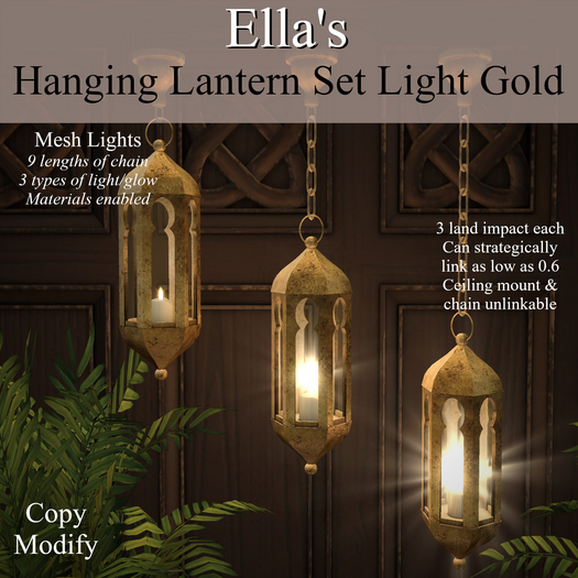 Ella's Hanging Lantern Set Light Gold