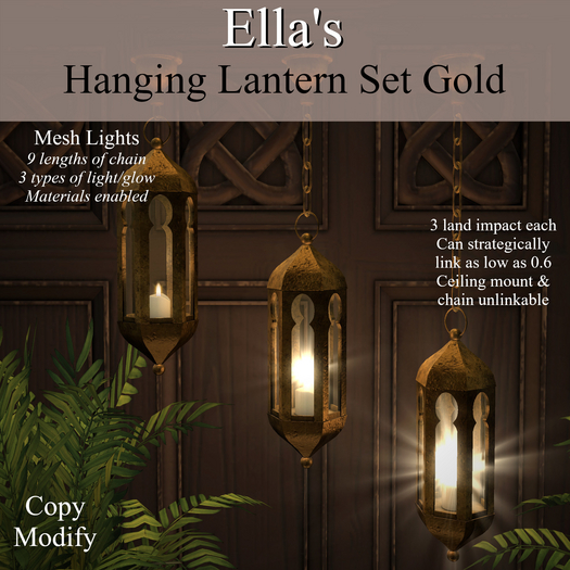 Ella's Hanging Lantern Set Gold
