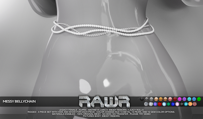 RAWR! Messy Bellychain (add me)