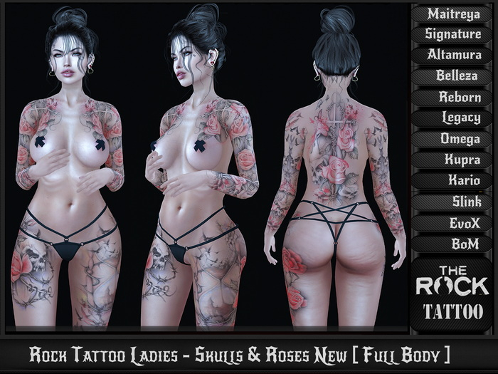 Rock Tattoo Ladies - Skulls & Roses New [ Full Body ]