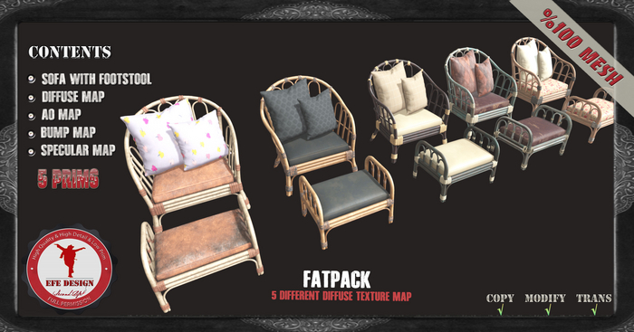 (Efe Design) Premium Sofa with Footstool Fatpack Fullperm 