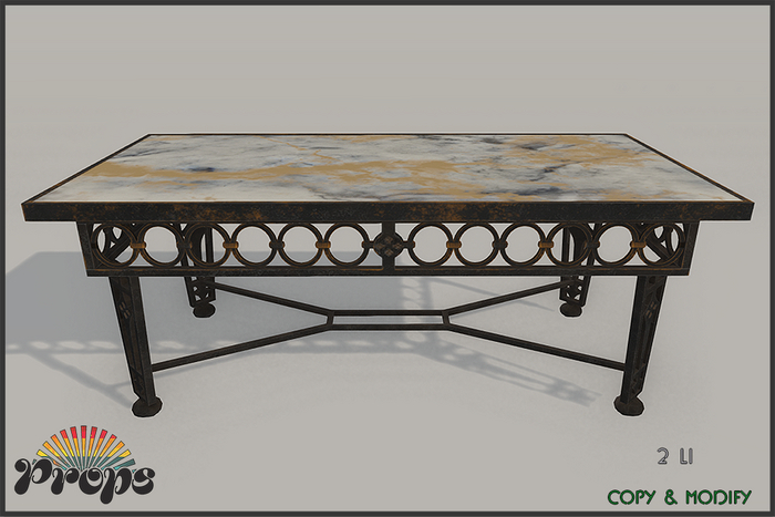 PROPS Wrought Iron & Marble Top Desk / Table v2 [ 3 new colours ]