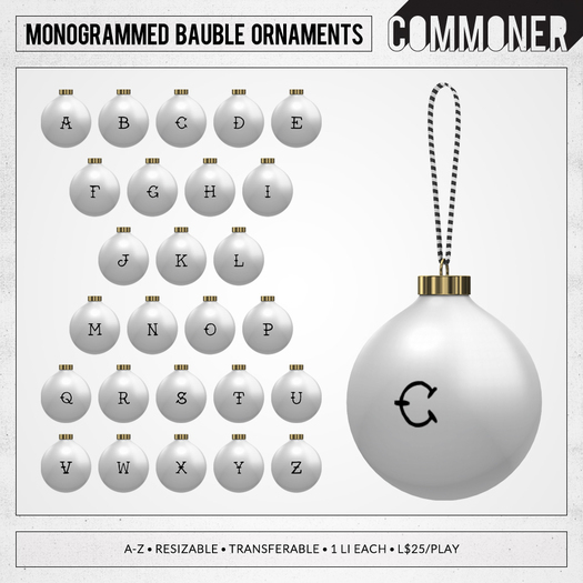[Commoner] Monogrammed Bauble Ornament / Z