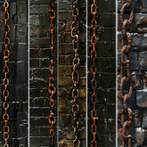 5pc 3D dark wet brick wall rusty chains *Full Perm*