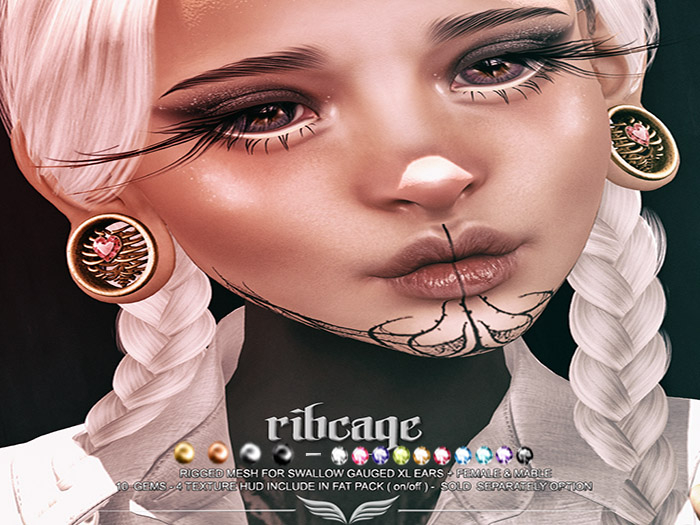 A*S RIBCAGE_^^Swallow^^Gauged XL Ears _FATPACK_(wear me)