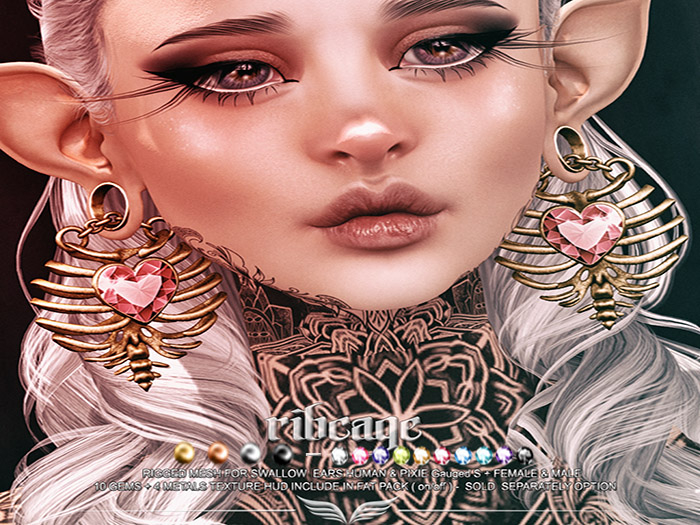 A*S RIBCAGE_^^Swallow^^HUMAN / PIXIE Gauged S_FATPACK_(wear me)