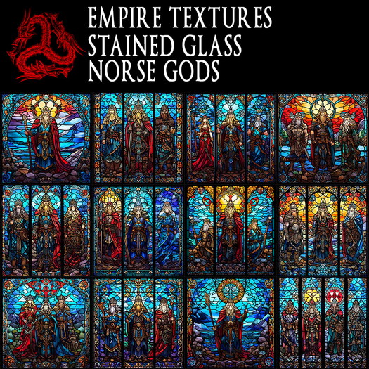 Second Life Marketplace - EMPIRE TEXTURES - stained glass norse gods