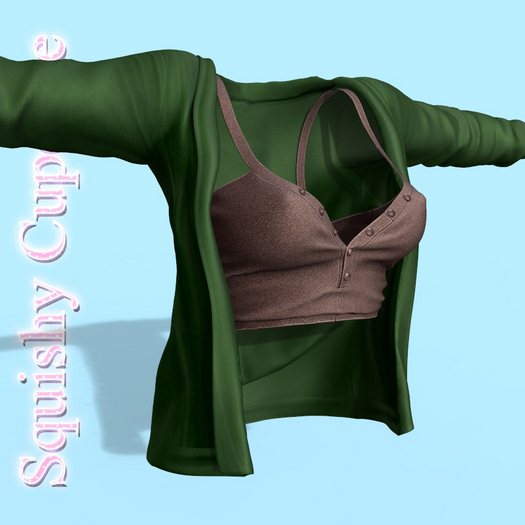 Green Cardigan With Brown Top