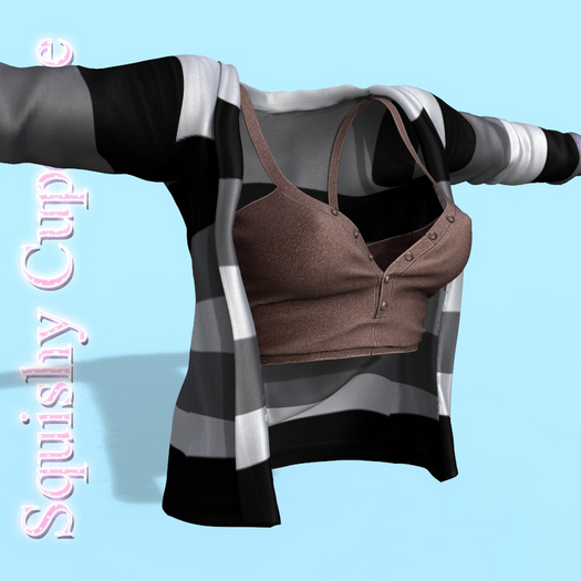 Grey Cardigan With Brown Top