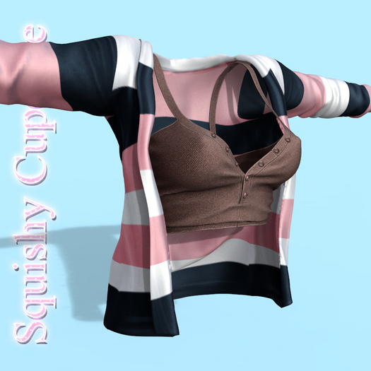 Pink Cardigan With Brown Top