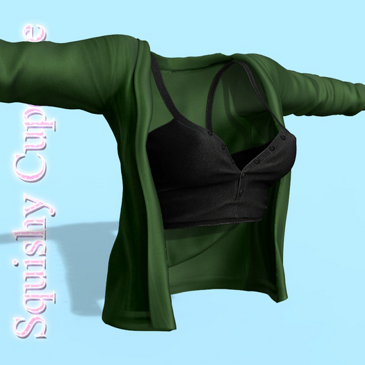 Green Cardigan With Black Top