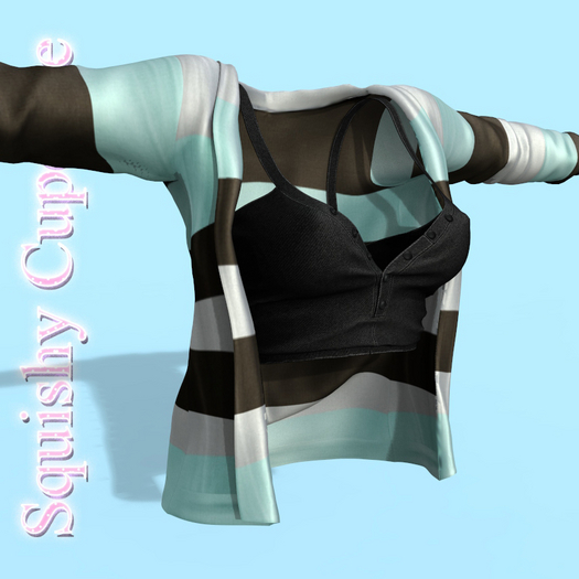 Mint Cardigan With Black Top