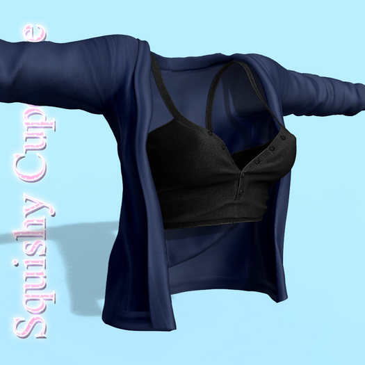 Navy Cardigan With Black Top