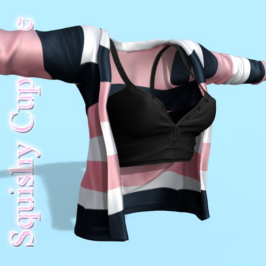 Pink Cardigan With Black Top