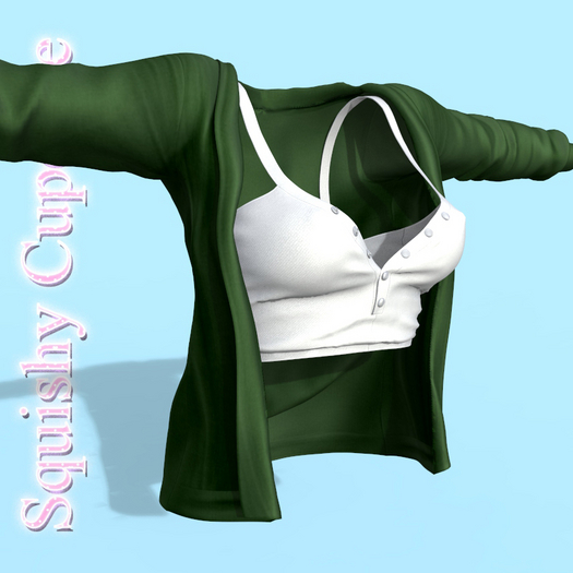 Green Cardigan With White Top