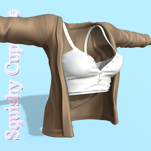 Beige Cardigan With White Top