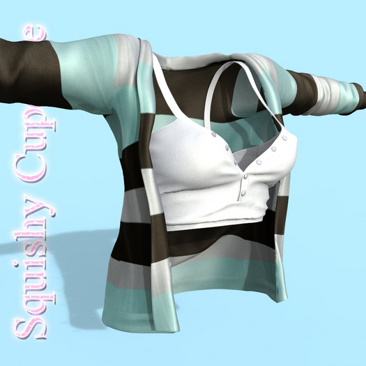 Mint Cardigan With White Top