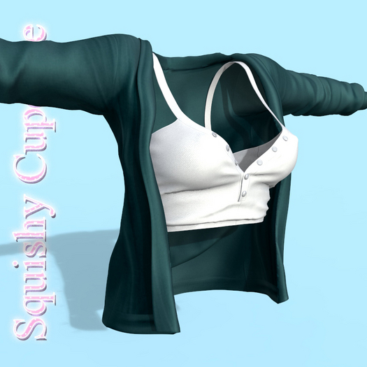 Teal Cardigan With White Top
