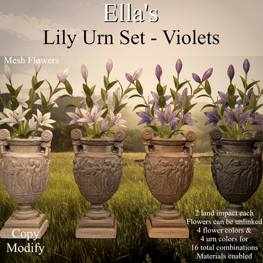 Ella's Lily Urn Set - Violets