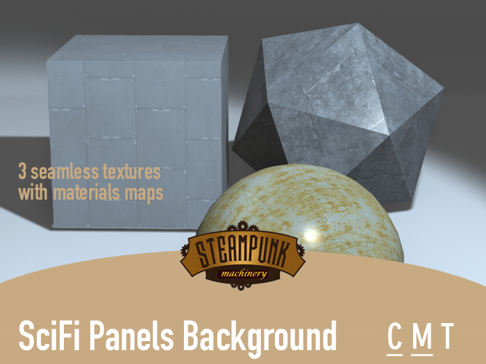 Steampunk Machinery - SciFi Panels 3D Background Full Perm