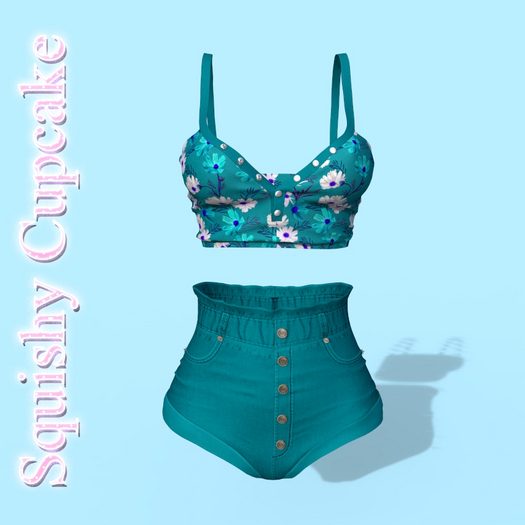 Outfit Teal Flowers