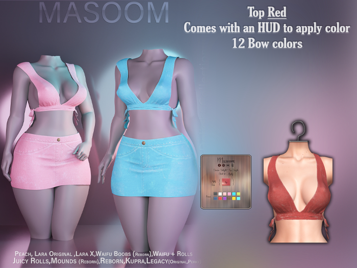 [[ Masoom ]] Denim Delight Top - Red