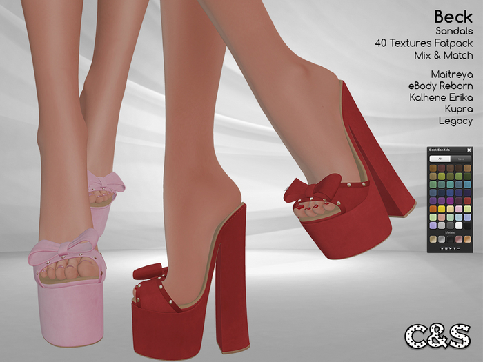 C&S Beck Heels for Maitreya, Legacy, Kupra, Kalhene and eBody. 40 Text. Mix & Match