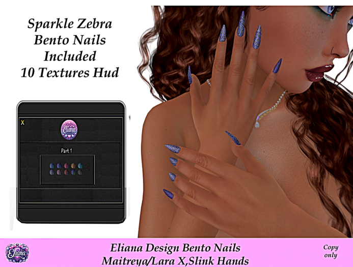 Eliana Design Bento Nails Sparkle Zebra