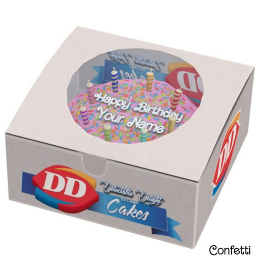 Wearable HAPPY BIRTHDAY 'PERSONALIZED' CONFETTI CAKE in BOX with CAKE & FORK Giver! (Boxed)