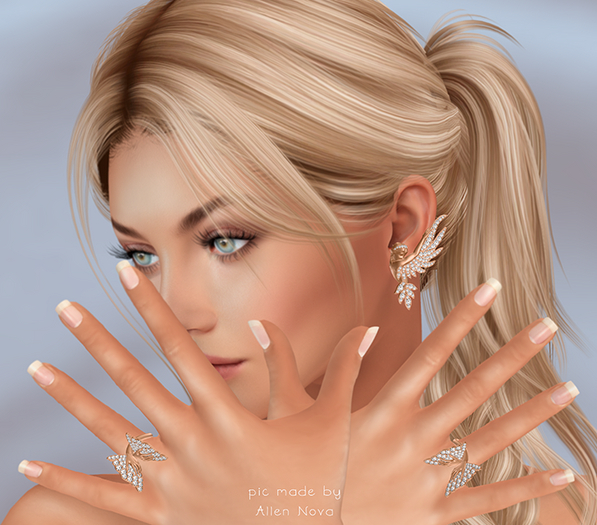 amias - LAURE ROSE SET - EARRINGS + RING ringfinger - Colorhud - Maitreya - SALE !