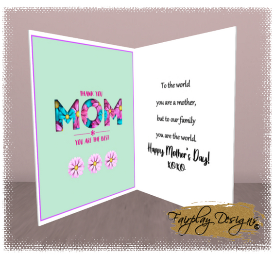 ~FDA~You're the Best Mom, Mother's Day Card~Touch Me~